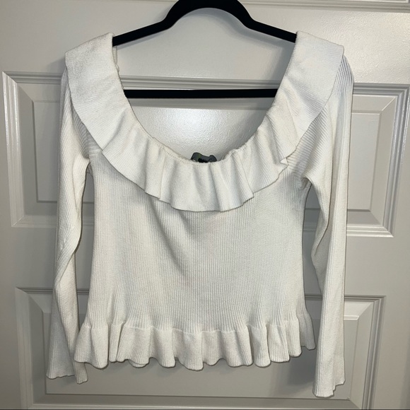 Forever 21 (3X) white off the shoulder cropped sweater - Picture 3 of 3